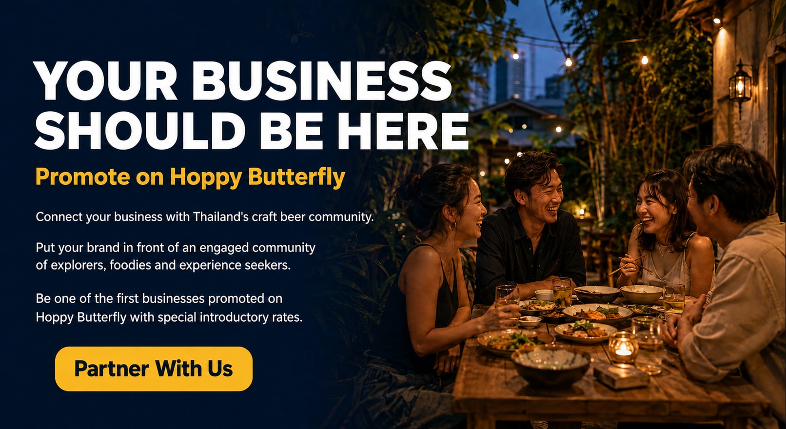 Your business should be here. Promote on Hoppy Butterfly — Partner with us