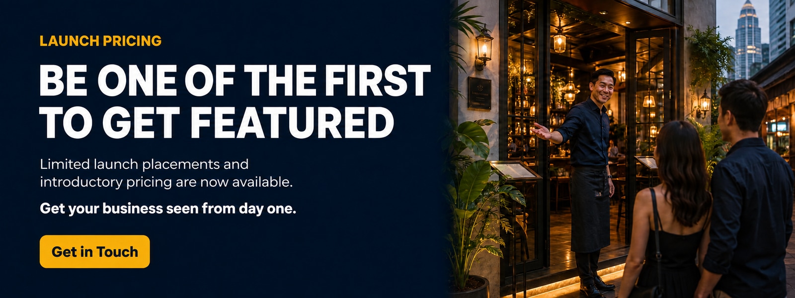 Launch pricing: be one of the first to get featured. Limited launch placements and introductory pricing are now available — Get in touch
